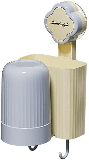 Wall-Mounted Toothbrush Holder with Suction Cup and Rinse Cup 1
