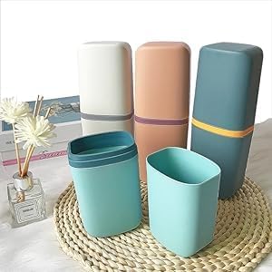 Toothbrush Travel Holder Cup Compact Mirror Effect