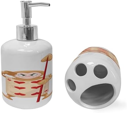 Bathroom Accessory Set - Alice in Wonderland Toothbrush Holder Soap Dispenser