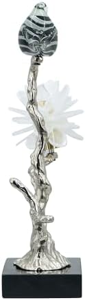 Aluminum Candle Holder with Marble Base Nature-Inspired Bird Figurine