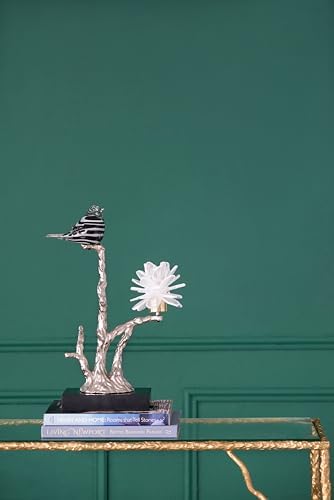Aluminum Candle Holder with Marble Base Nature-Inspired Bird Figurine