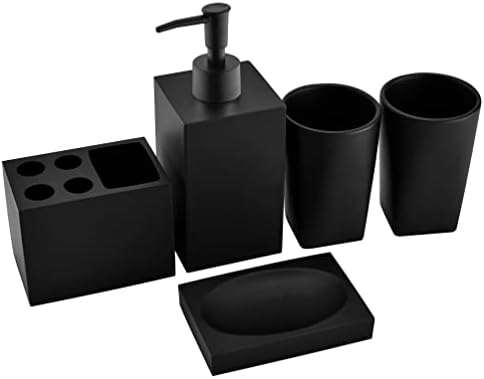 5-Piece Bathroom Accessory Set Matte Black Modern Design