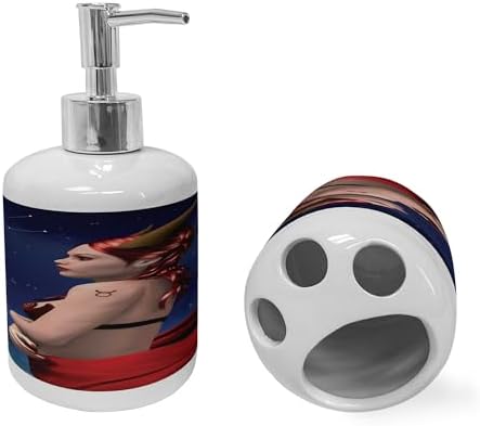 Ambesonne Taurus astrology soap dispenser toothbrush holder set