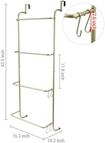 MyGift 4 Rung Over-The-Door Towel Drying Rack