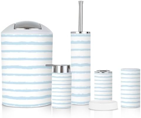 6-Piece Summer Blue Stripes Bathroom Set