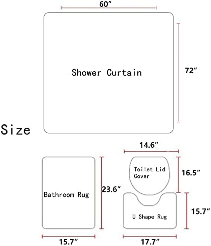 AAtter 4 Piece Shower Curtain Set with Non-Slip Rug and Bath Mat