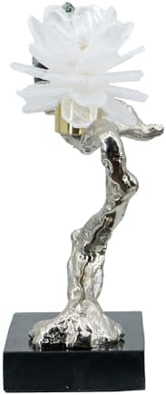 Nature-Inspired Marble Candle Holder with Black Bird