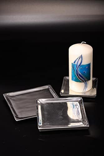 NKlaus Aluminum Square Candle Plate 8x8cm Holder