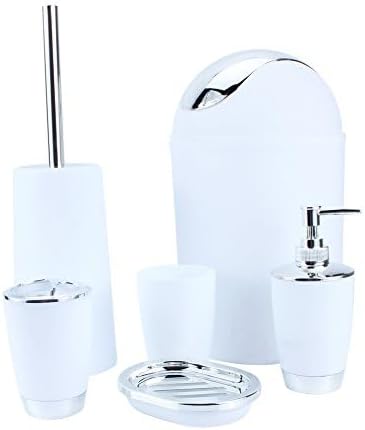 Bathroom Accessory Set 6-Piece Complete Kit for Tidying Styling