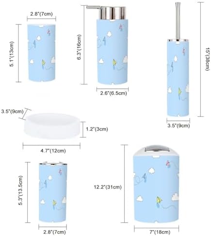 6 Piece Bathroom Accessory Set with Trash Can
