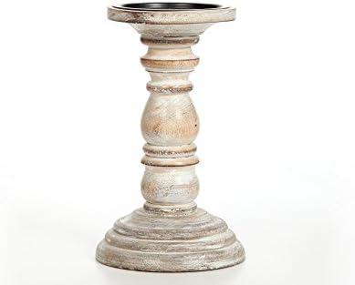 Hosley 8 Inch High Wood Candle Holder for Pillar Wax Candles