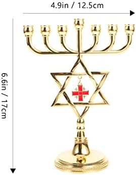 EXCEART 7-Branch Metal Candlestick Holder for Chanukah
