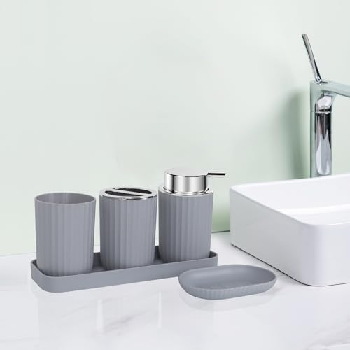 FEILANDUO 8 Piece Bathroom Accessory Set Gray