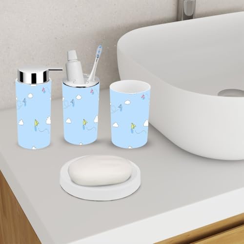 6 Piece Bathroom Accessory Set with Trash Can