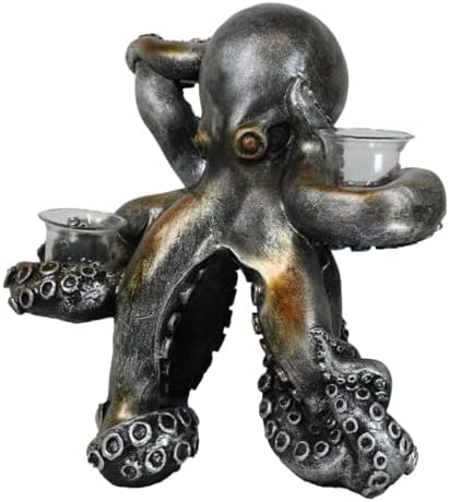 Ebros Rustic Holiday Octopus Candle Holder Statue 125 H