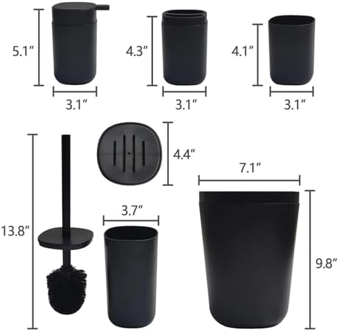 DONEHOS Black Bathroom Accessory Set 6-Piece