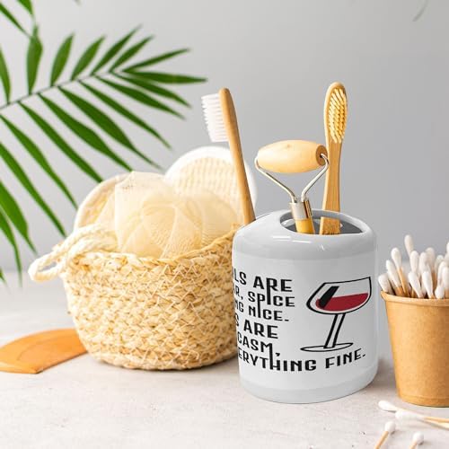 Ambesonne Funny Drinking Sayings Soap Dispenser Toothbrush Holder Set 2 Pcs