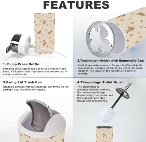 XNGJEMVWXO Cute Airplane Cartoon Bathroom Accessory Set - 6 Piece