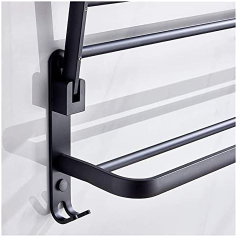Space-Saving Towel Rail Black Oil Brushed Aluminum Alloy Towel Rack