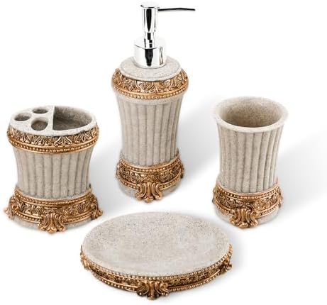 4-Piece Resin Bathroom Set Retro Chrome Design