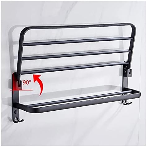 Space-Saving Towel Rail Black Oil Brushed Aluminum Alloy Towel Rack