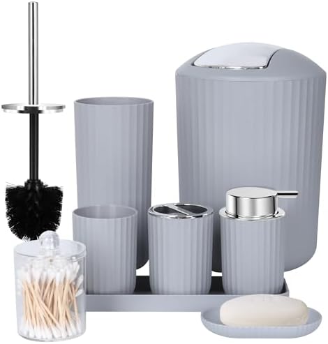 FEILANDUO 8 Piece Bathroom Accessory Set Gray