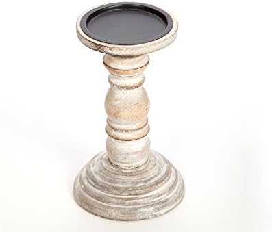 Hosley 8 Inch High Wood Candle Holder for Pillar Wax Candles