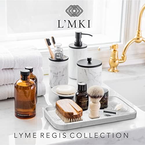 Elegant Marble Matte Black Bathroom Set