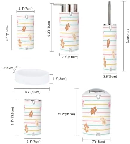 Kawaii Teddy Bear Bathroom Accessory Set 6 Piece