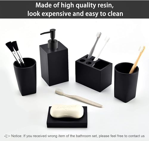 5-Piece Bathroom Accessory Set Matte Black Modern Design