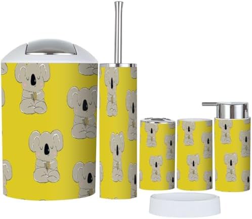 Stylish 6-Piece Bathroom Accessory Set with Koala Cute Design