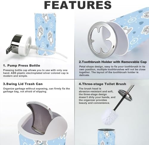 Bathroom Teddy Bear Heart Organizing Set
