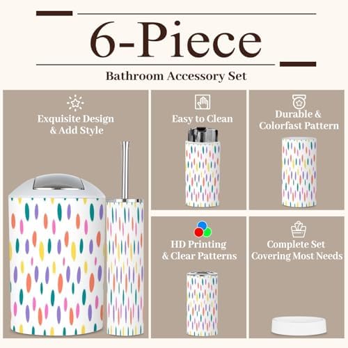 6 Piece Abstract Colorful Bathroom Accessories Set