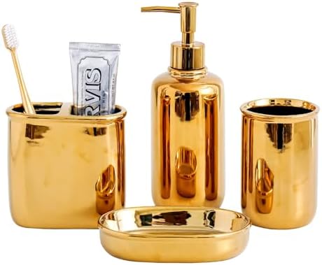 Wodlo 4-Piece Gold Ceramic Bathroom Accessory Set