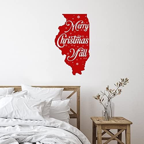 Merry Christmas Yall Illinois Wall Sticker 22in