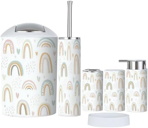 Rainbow Heart Bathroom Accessory Set 6 Piece