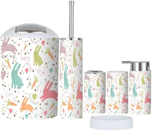 Bathroom Accessories 6-Piece Cartoon Pattern Set for Kids
