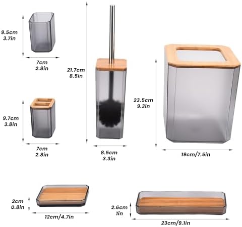 Topyond 7PCS Bamboo Bathroom Accessory Set