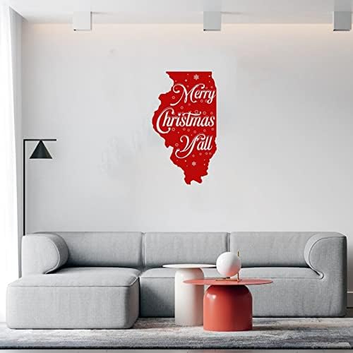 Merry Christmas Yall Illinois Wall Sticker 22in