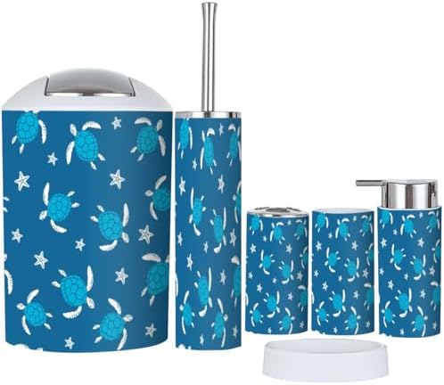 6-Piece Bathroom Set with Turtles Decor