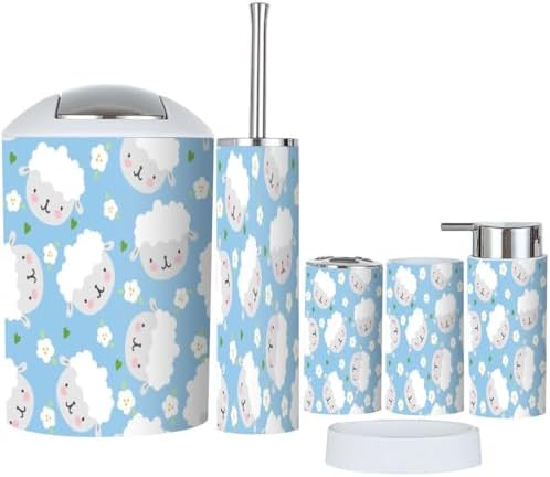 6-Piece Kawaii Bathroom Set for Organization and Style