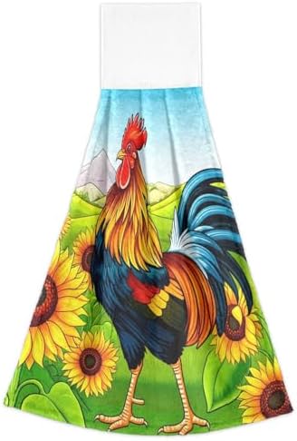Super Soft Quick Dry Cartoon Rooster Sunflower Bathroom Towels Set of 2