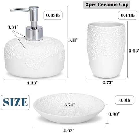 Elegant ceramic white bathroom accessory set for a modern touch