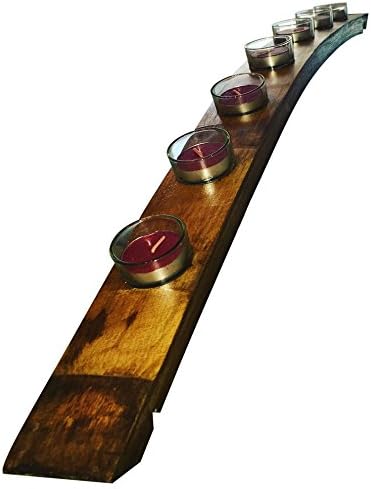 34-Inch Wine Barrel Stave Candle Holder Handmade Artisanal Candleholder with Glass Included