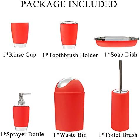 6pc Bathroom Accessories Set Red