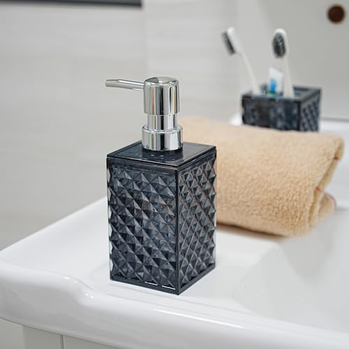 Grey Bathroom Accessory Set 4PCS Diamond Pattern