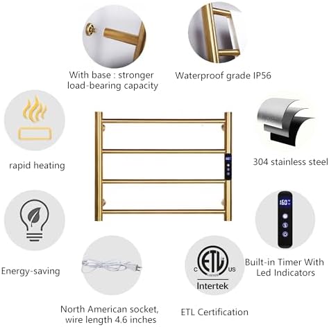 MEIJIELUO Heated Towel Rack for Bathroom Wall-Mounted
