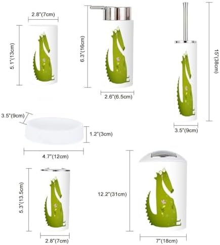 Green Cute Kids Crocodile Bathroom Accessories Set of 6