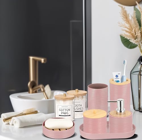 IMAVO 11Pcs Pink Bathroom Accessory Set
