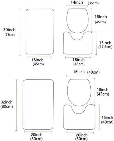 YESOF66 3 Piece Bathroom Rug Set with Non-Slip Backing